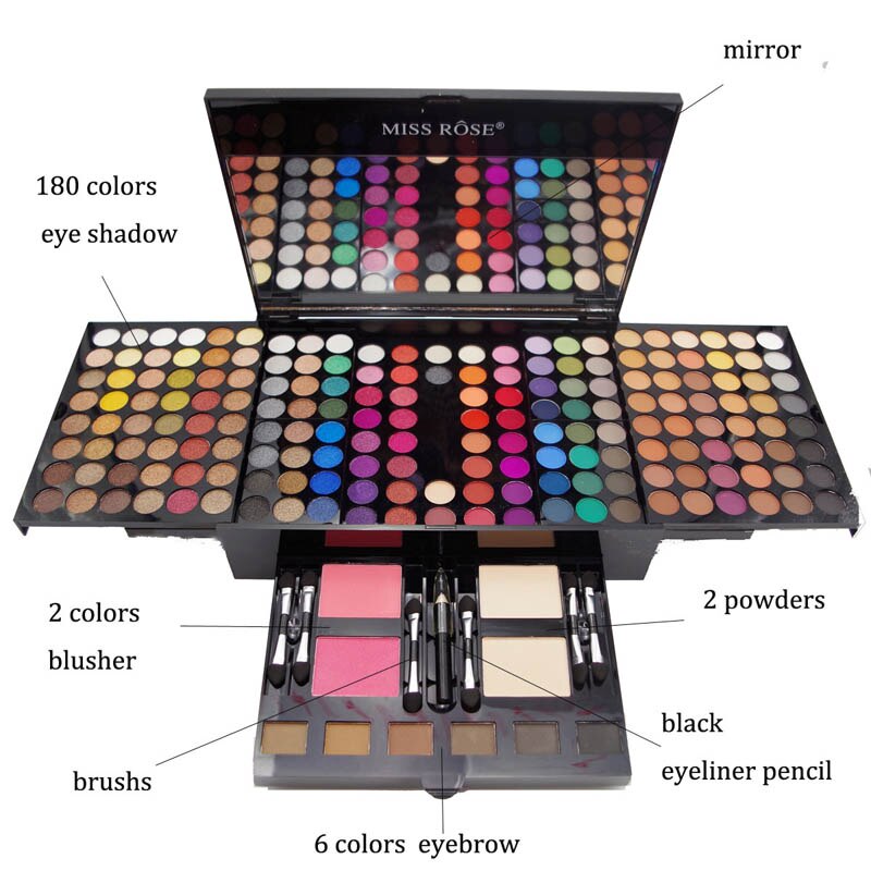 180 Colors Eyes Shadow Blush Set — Piano-Shaped Makeup Palette
